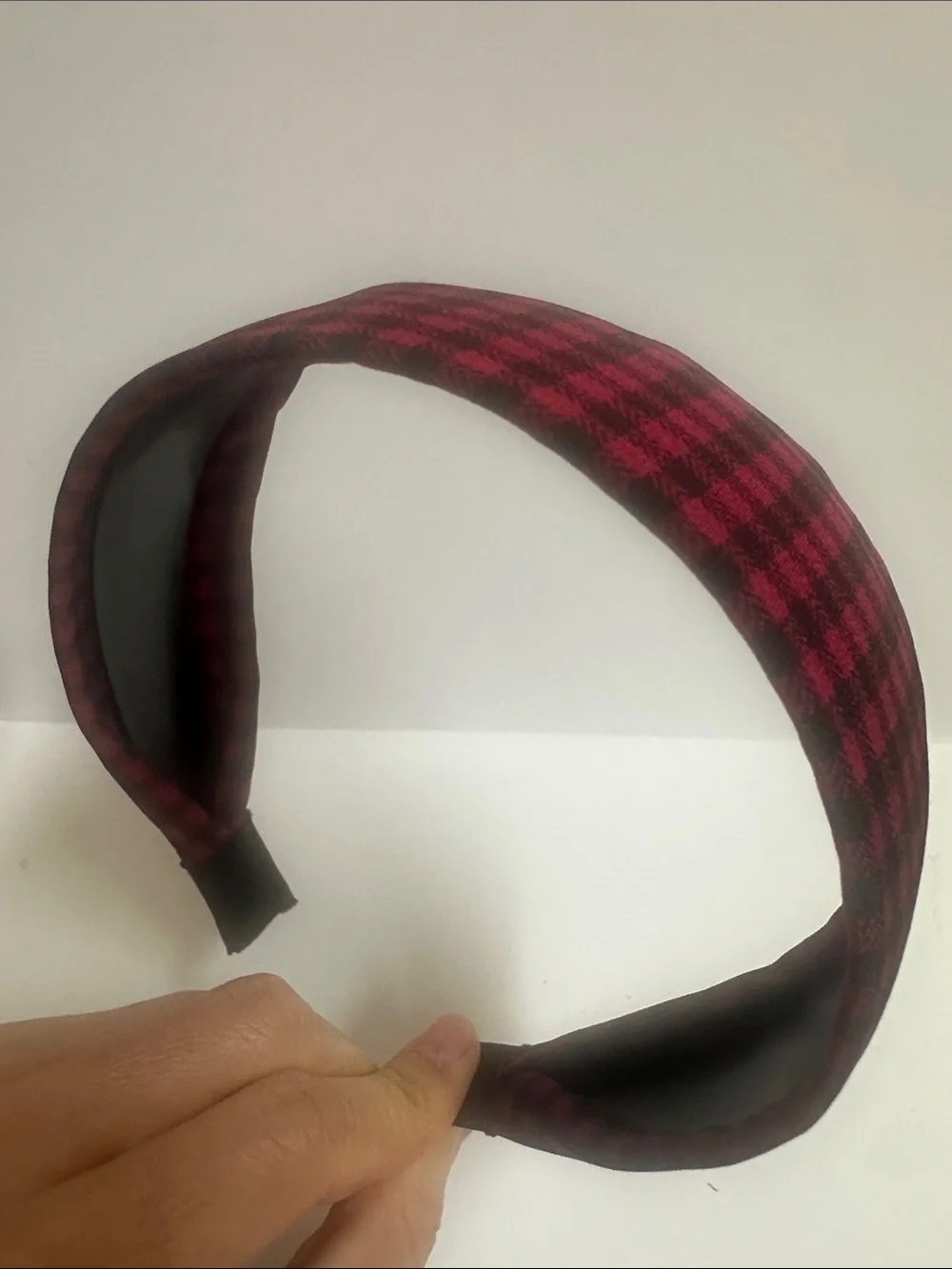 Plaid Headband in Burgundy and Black